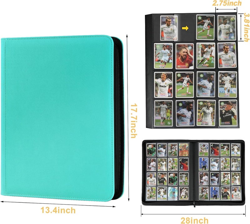 GERMUN Trading Card Binder 16 Pocket, 1024 Pockets Card Binders, Card Collection Binder, Card Album Folder for MTG, TCG, Sports Cards, Game Cards (Lake Blue) - Image 2